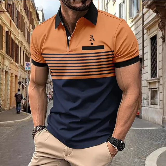 Orange Gestreiftes Polohemd - Max