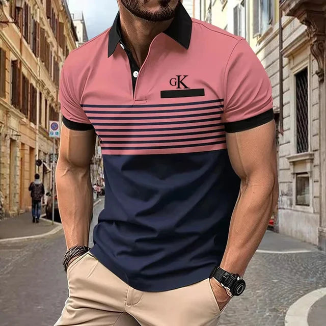 Orange Gestreiftes Polohemd - Max