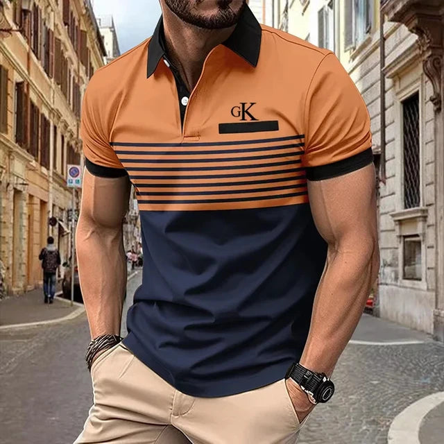 Orange Gestreiftes Polohemd - Max