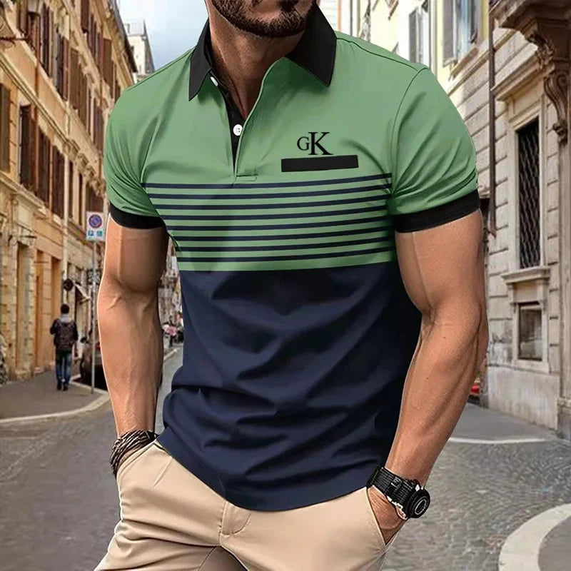 Orange Gestreiftes Polohemd - Max