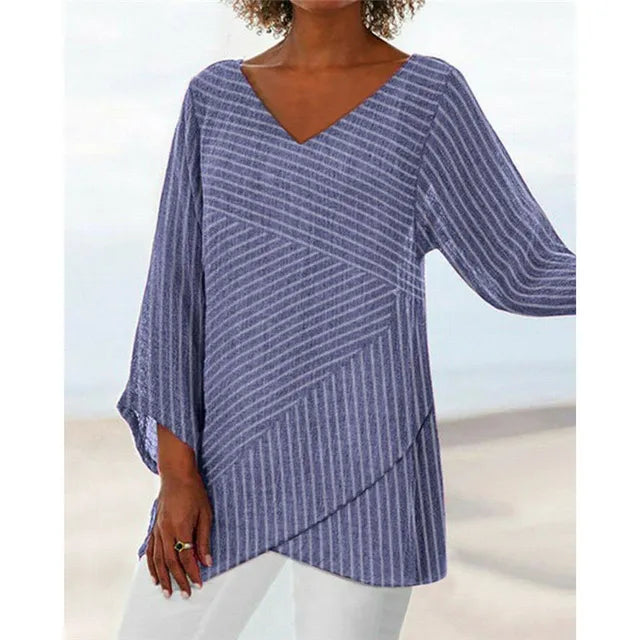 Blaues gestreiftes Langarmshirt - Isa