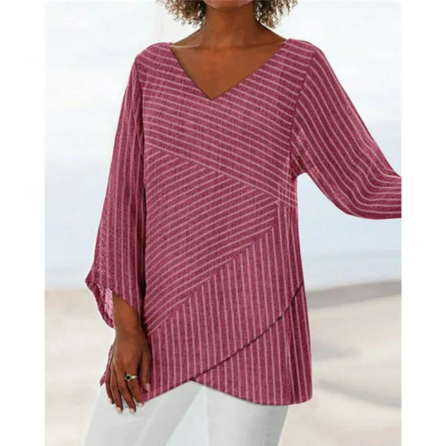 Blaues gestreiftes Langarmshirt - Isa