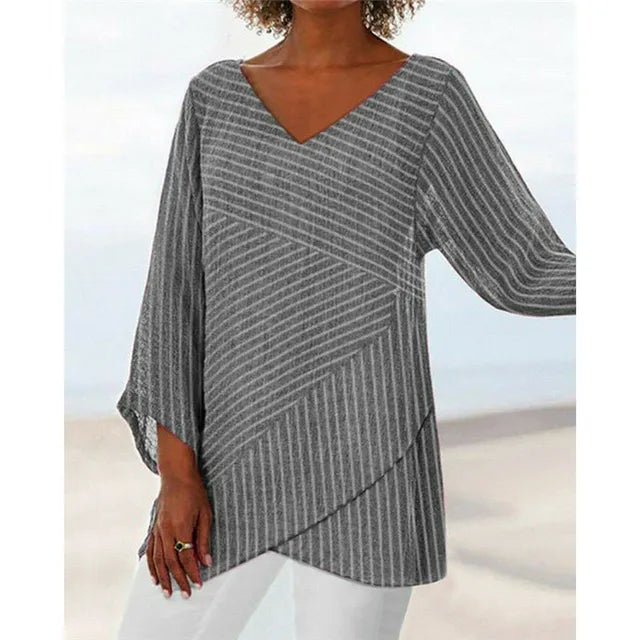 Blaues gestreiftes Langarmshirt - Isa