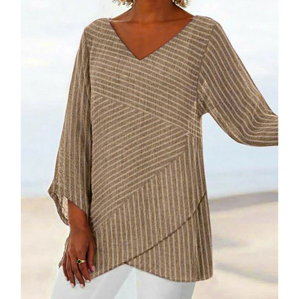 Blaues gestreiftes Langarmshirt - Isa