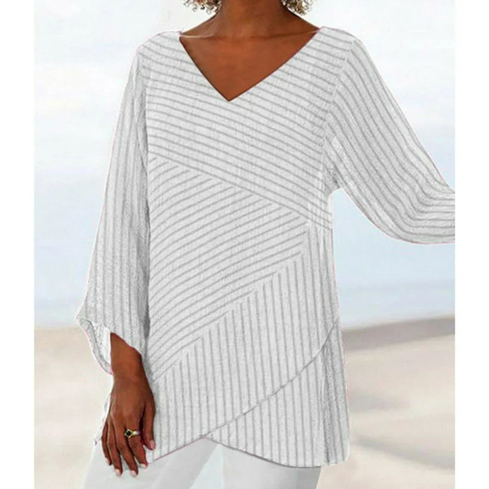 Blaues gestreiftes Langarmshirt - Isa
