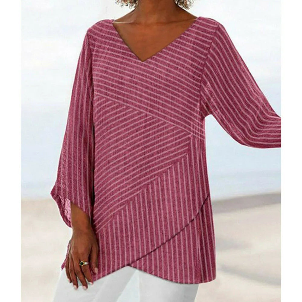 Blaues gestreiftes Langarmshirt - Isa