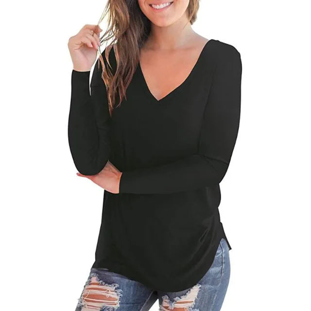Schwarzes V-Ausschnitt Shirt - Lara