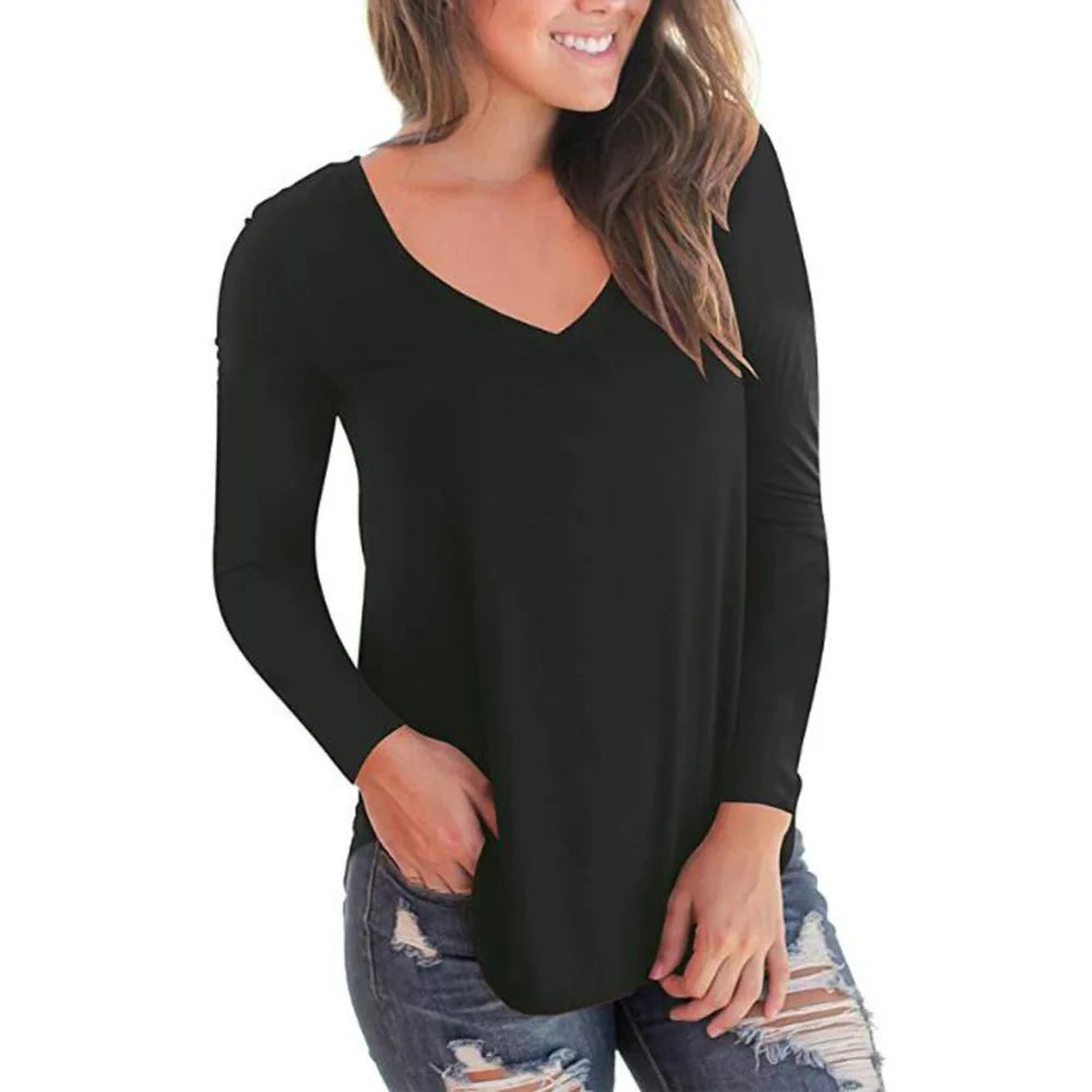 Schwarzes V-Ausschnitt Shirt - Lara
