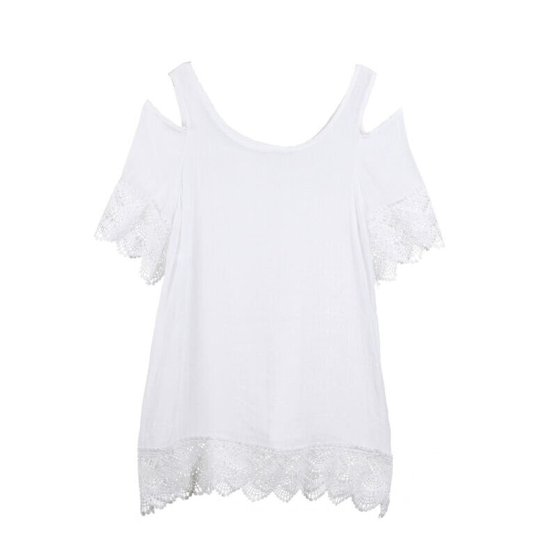 Dietra - Weiße Spitzen Minikleid Strandbedeckung