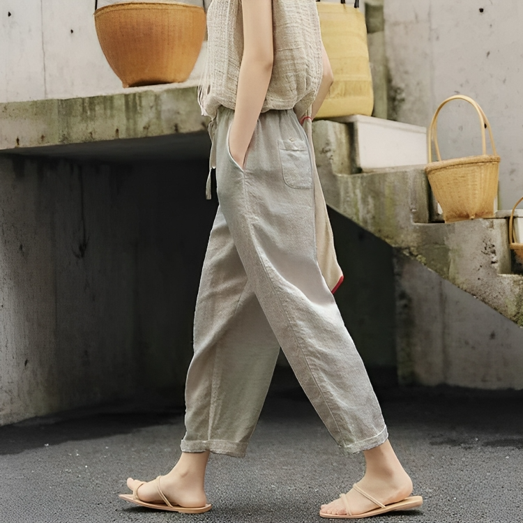 Weiße Leinenhose für Damen - Emma