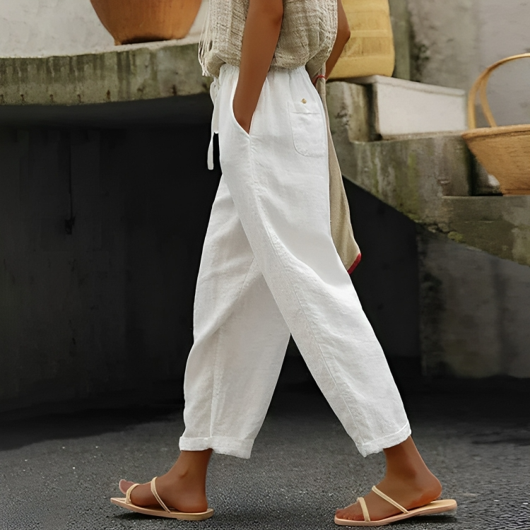 Weiße Leinenhose für Damen - Emma