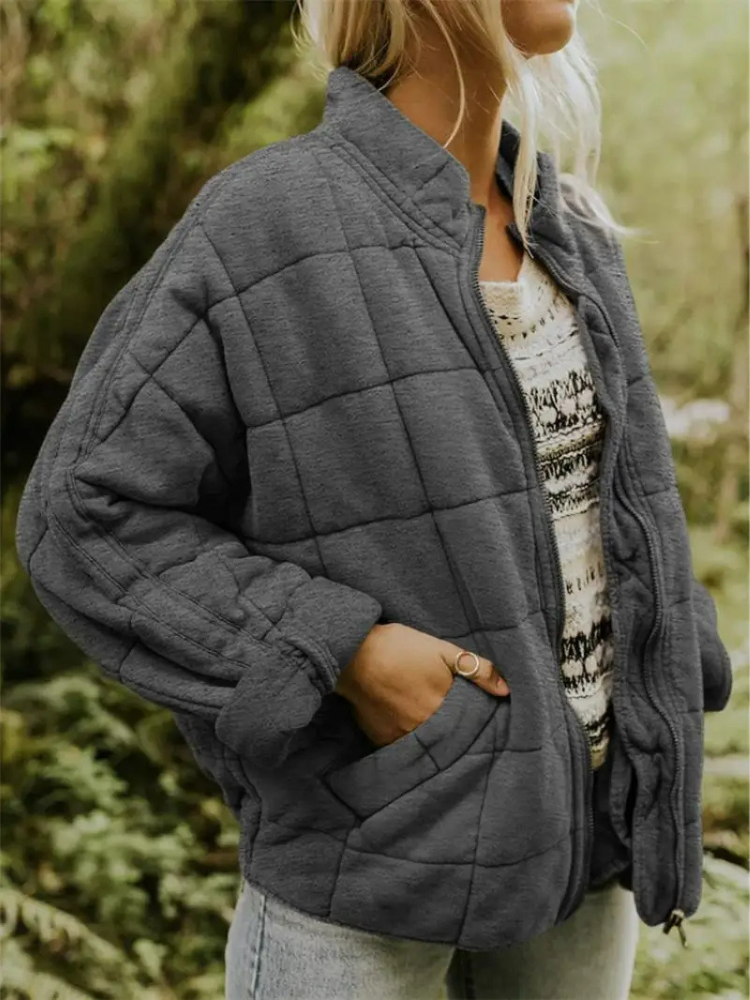 Dunkelgrauer Oversized Mid-Season Mantel - Clara