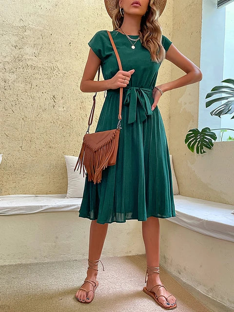Zia - Elegantes Saphir Midi Sommerkleid