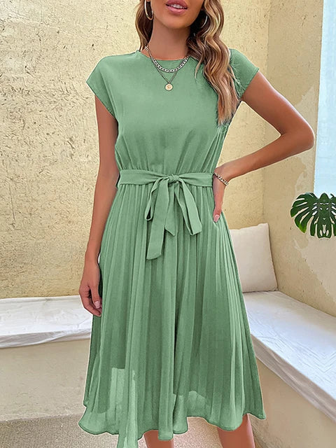 Zia - Elegantes Saphir Midi Sommerkleid