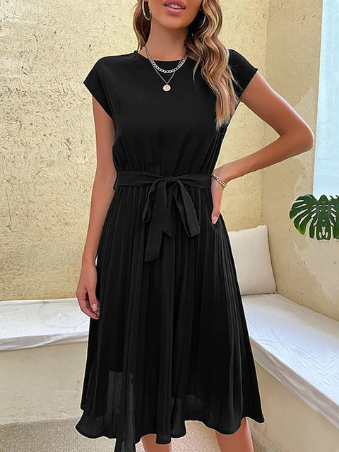 Zia - Elegantes Saphir Midi Sommerkleid