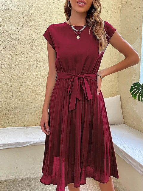 Zia - Elegantes Saphir Midi Sommerkleid