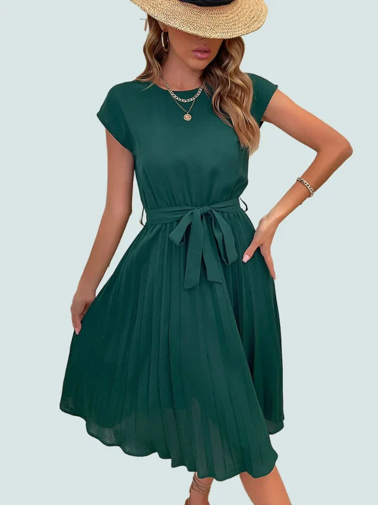 Zia - Elegantes Saphir Midi Sommerkleid