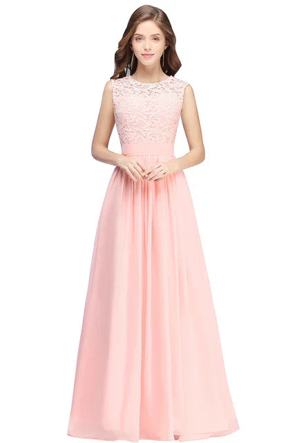 Cailyn - Langes Abendkleid aus Chiffon in Rosa