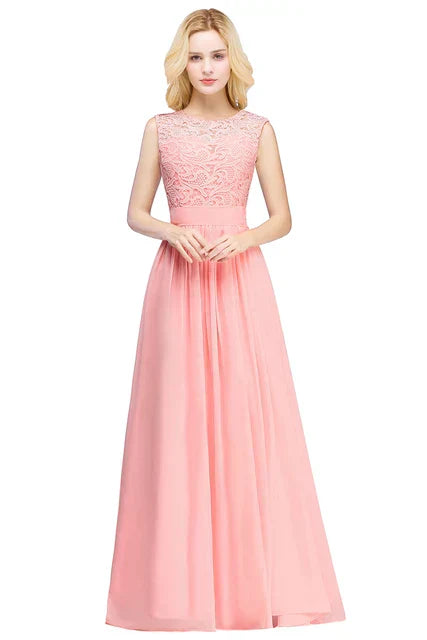 Cailyn - Langes Abendkleid aus Chiffon in Rosa