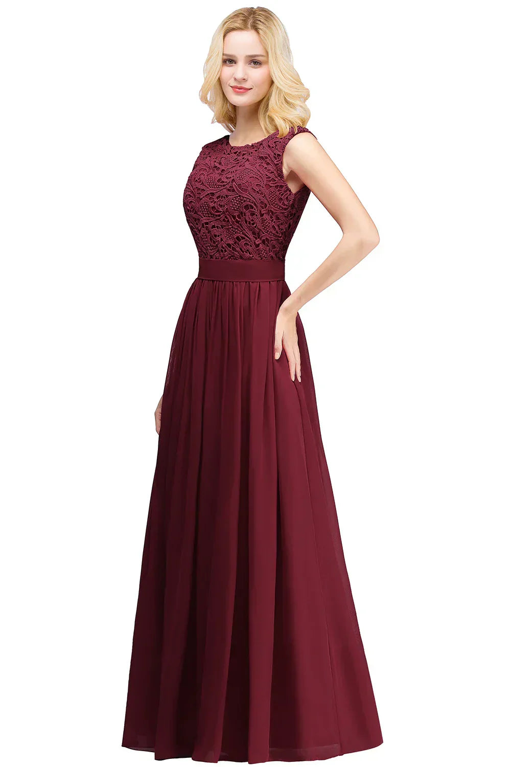 Cailyn - Langes Abendkleid aus Chiffon in Rosa
