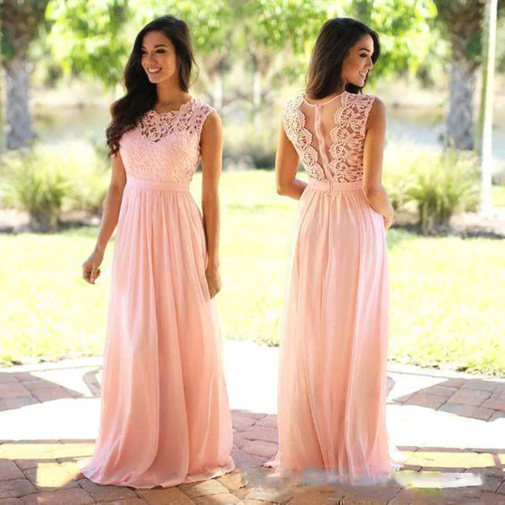 Cailyn - Langes Abendkleid aus Chiffon in Rosa