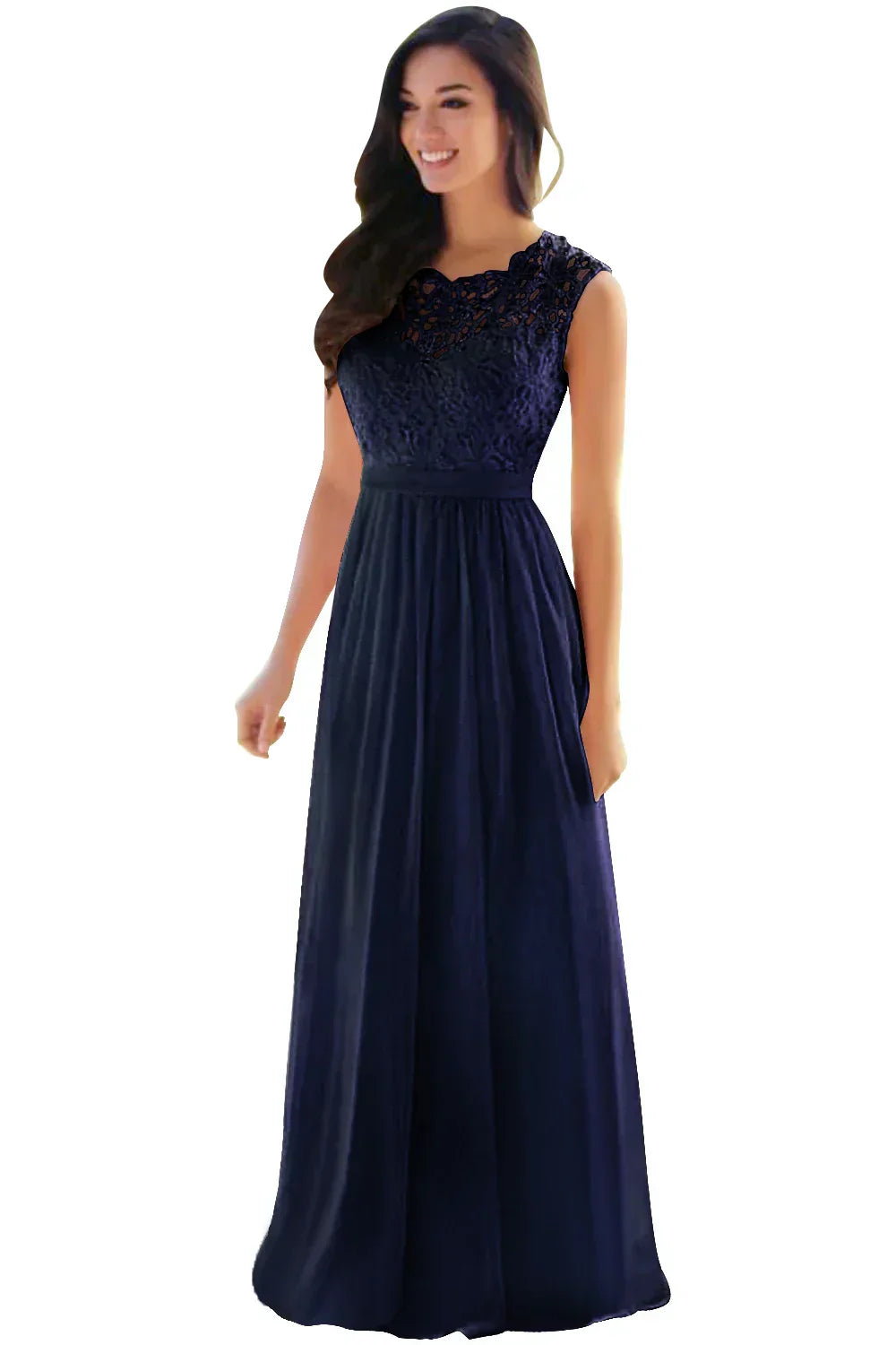 Cailyn - Langes Abendkleid aus Chiffon in Rosa
