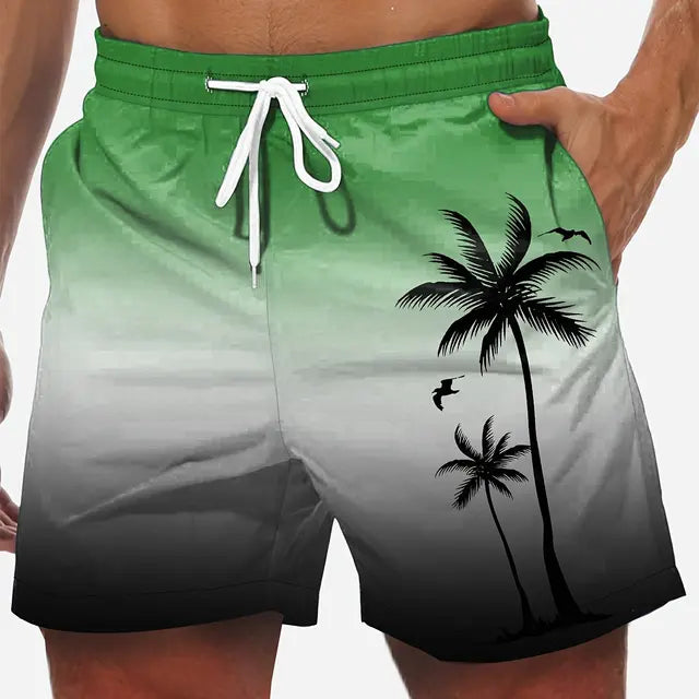 Schwarze Lockere Strandshorts mit Kokospalmen-Print - Tim