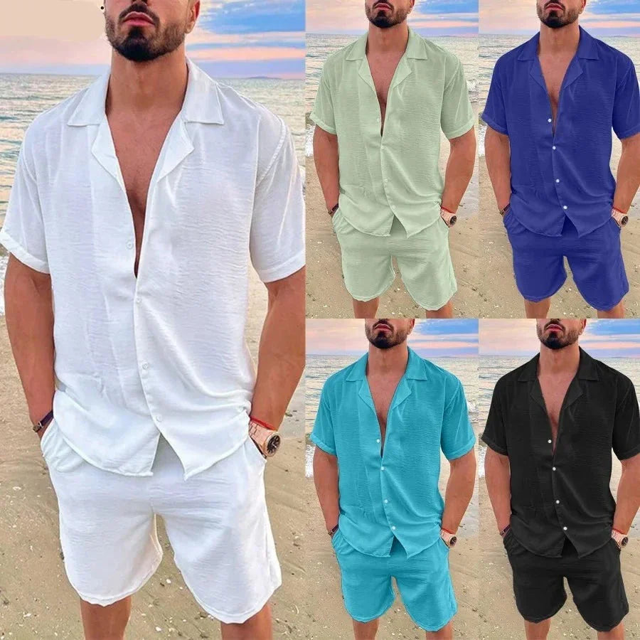 Leevi - Weiße Sommerliche Leinen-Set