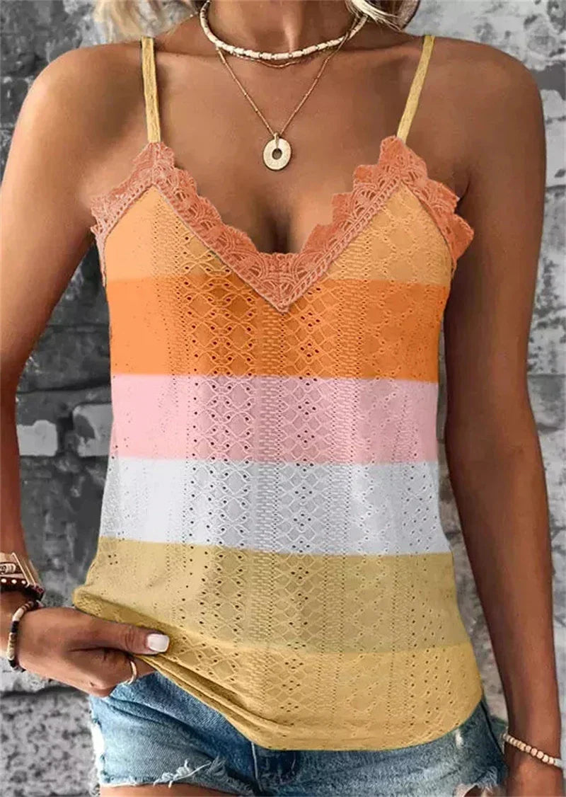 Lenda - Grünes Spitze Gehäkeltes Camisole Top