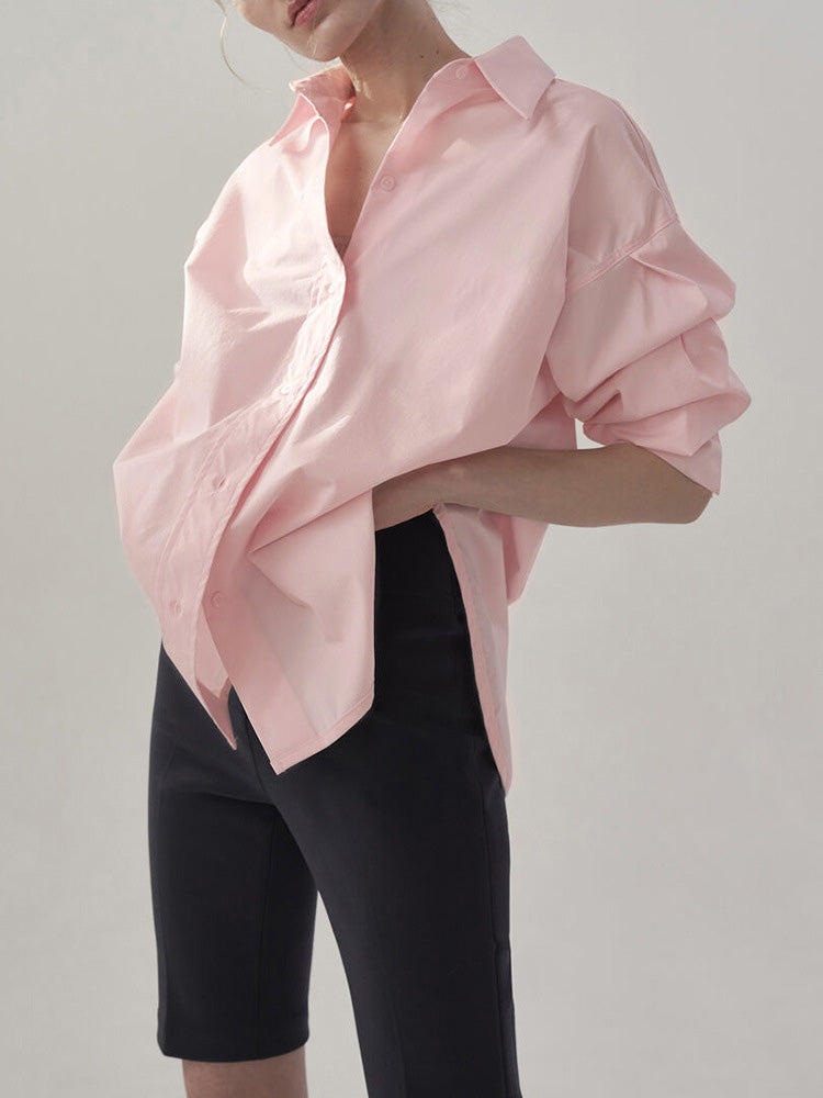 Rosa Baumwoll-Übergrößen Bluse - Lea