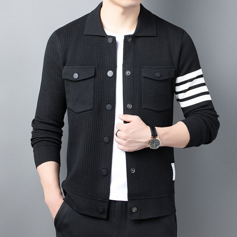 Khaki Strick-Cardigan mit Sportlichen Details - Jonas