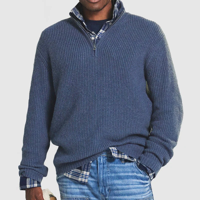 Moderner Herren-Zip-Pullover Grün – Finn