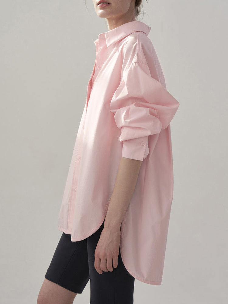 Rosa Baumwoll-Übergrößen Bluse - Lea