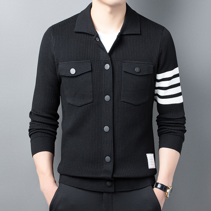 Khaki Strick-Cardigan mit Sportlichen Details - Jonas