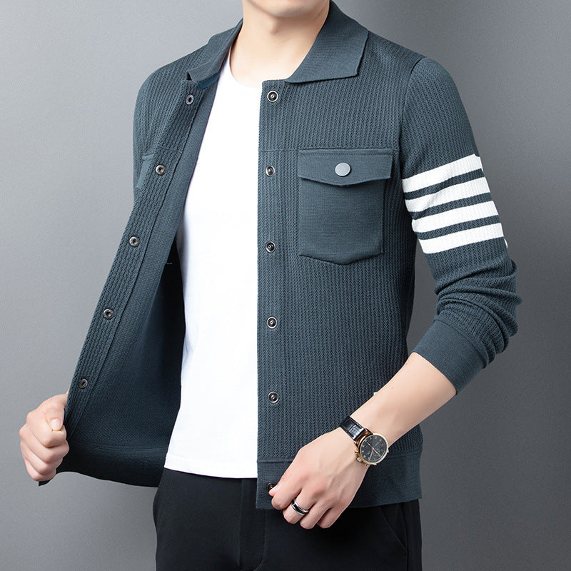 Khaki Strick-Cardigan mit Sportlichen Details - Jonas