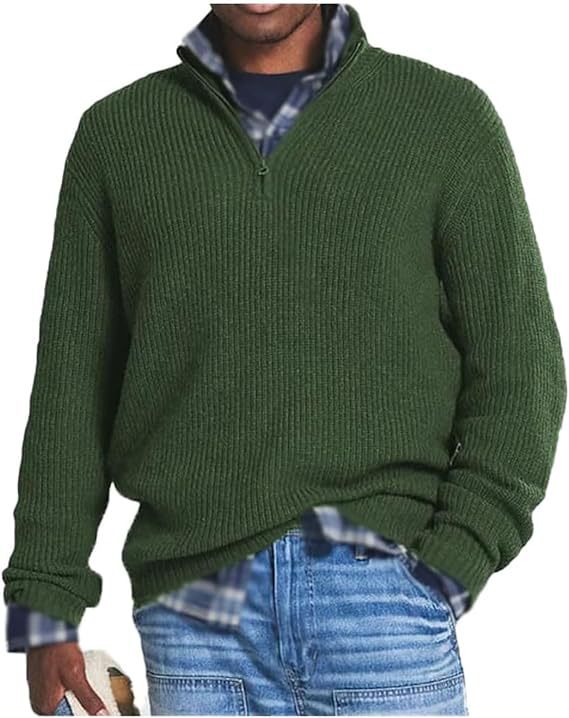 Moderner Herren-Zip-Pullover Grün – Finn