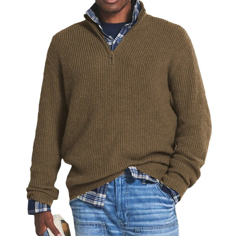 Moderner Herren-Zip-Pullover Grün – Finn