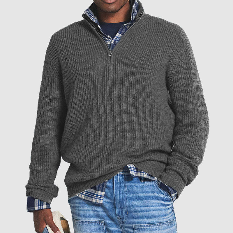 Moderner Herren-Zip-Pullover Grün – Finn