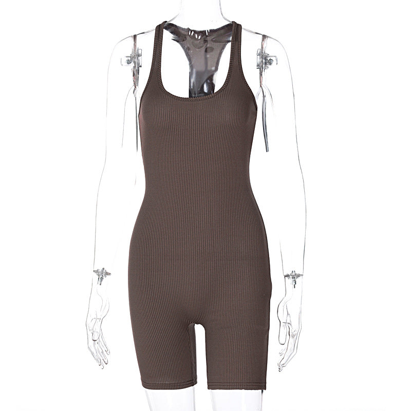 Lily - Schwarzer Gestrickter Sportlicher Yoga-Jumpsuit