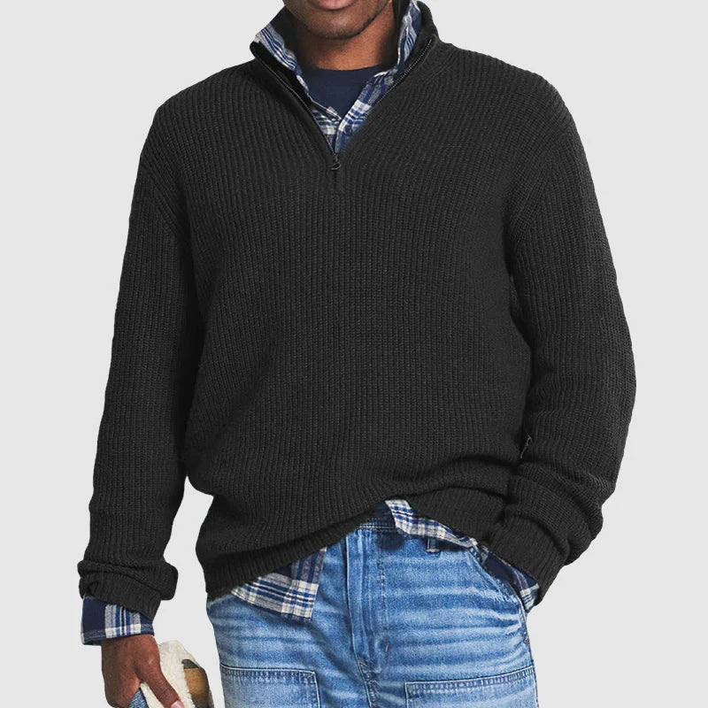Moderner Herren-Zip-Pullover Grün – Finn