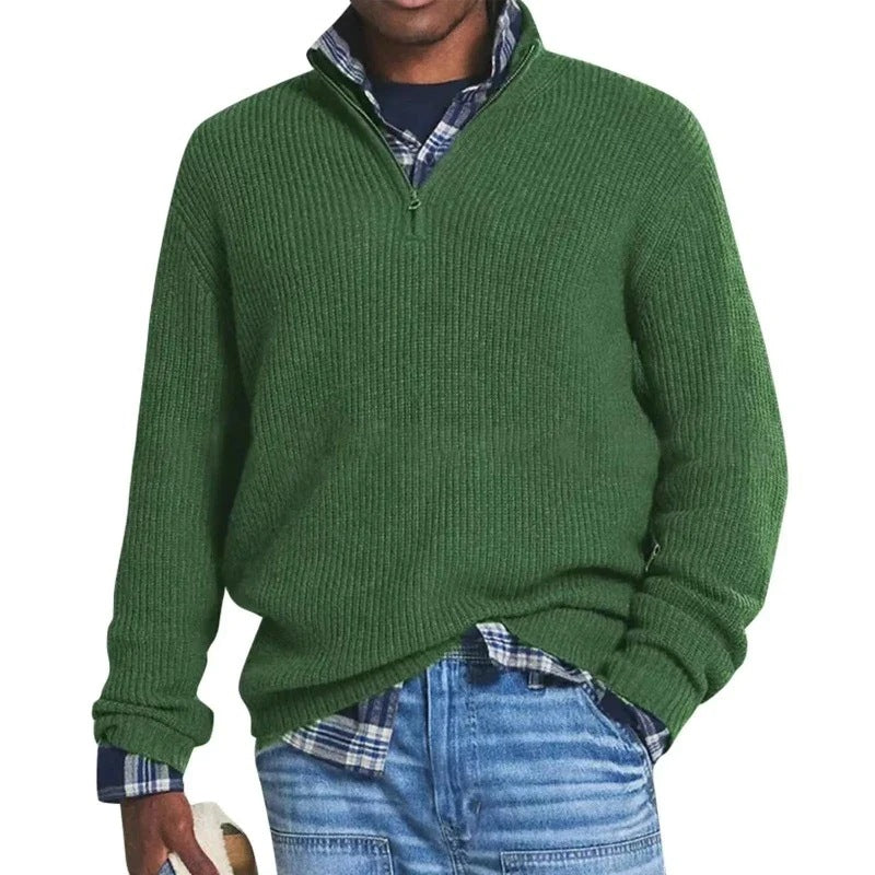 Moderner Herren-Zip-Pullover Grün – Finn