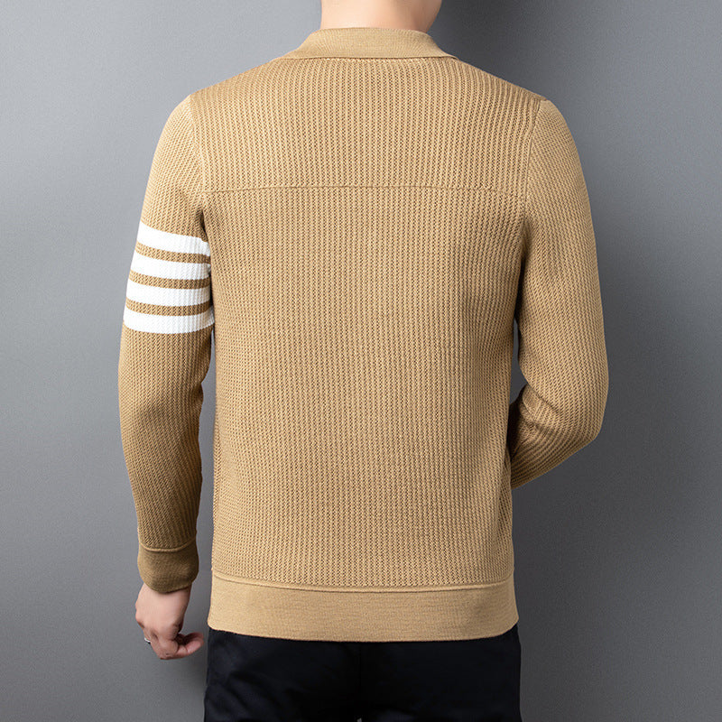 Khaki Strick-Cardigan mit Sportlichen Details - Jonas