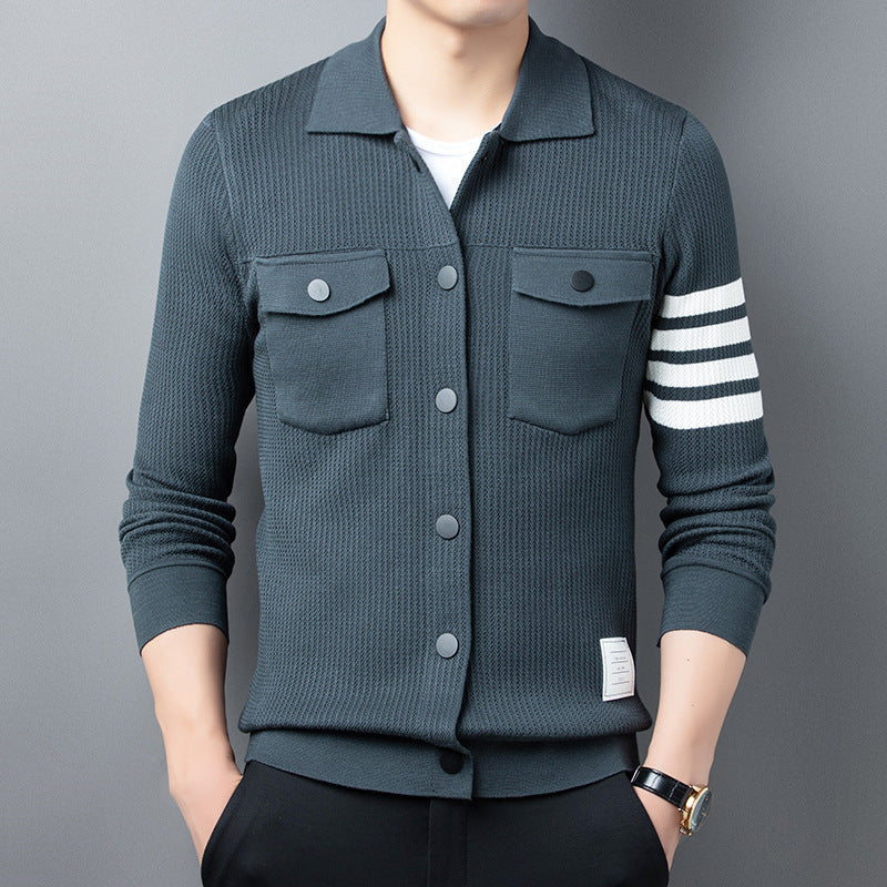 Khaki Strick-Cardigan mit Sportlichen Details - Jonas