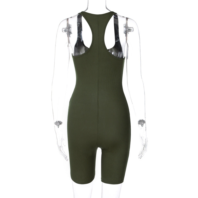 Lily - Schwarzer Gestrickter Sportlicher Yoga-Jumpsuit