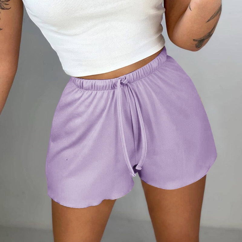 Liv - Violette Sportliche Kordelzug-Shorts