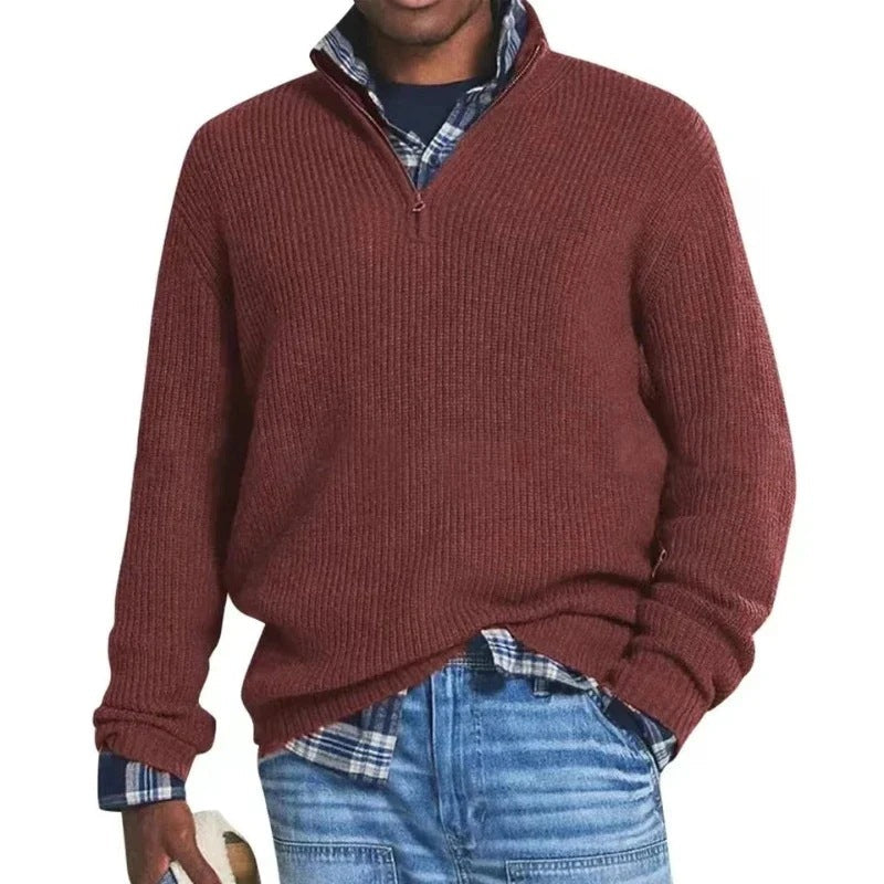Moderner Herren-Zip-Pullover Grün – Finn