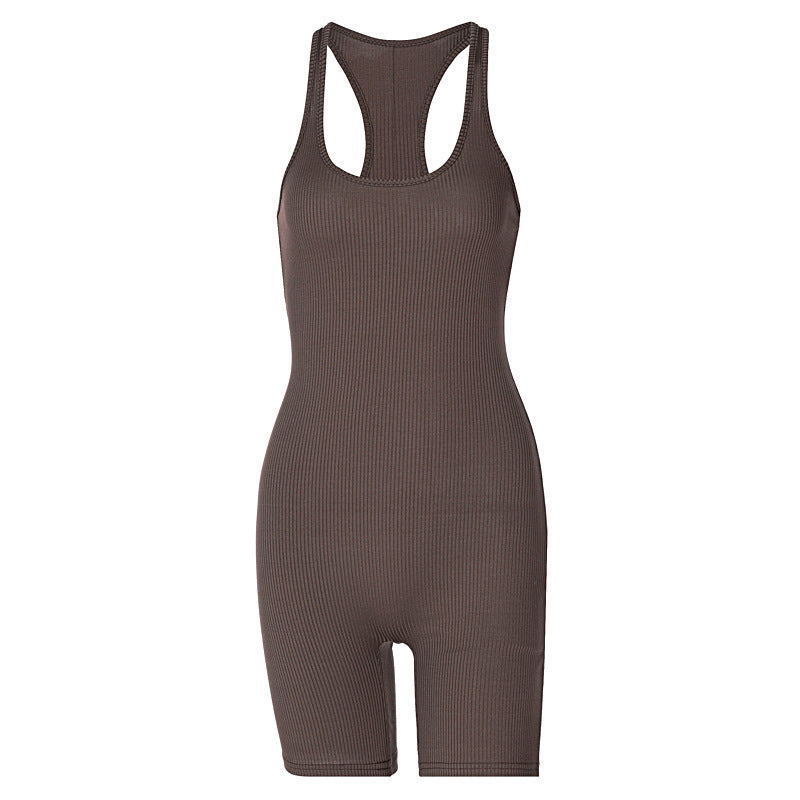 Lily - Schwarzer Gestrickter Sportlicher Yoga-Jumpsuit