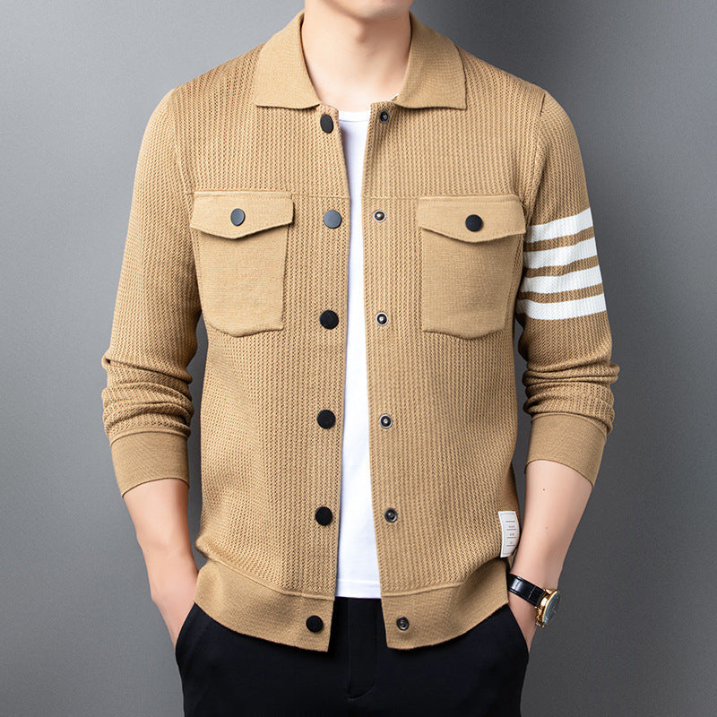 Khaki Strick-Cardigan mit Sportlichen Details - Jonas