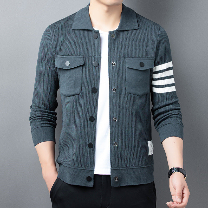 Khaki Strick-Cardigan mit Sportlichen Details - Jonas