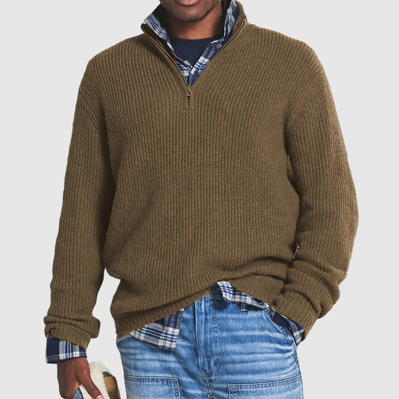 Moderner Herren-Zip-Pullover Grün – Finn
